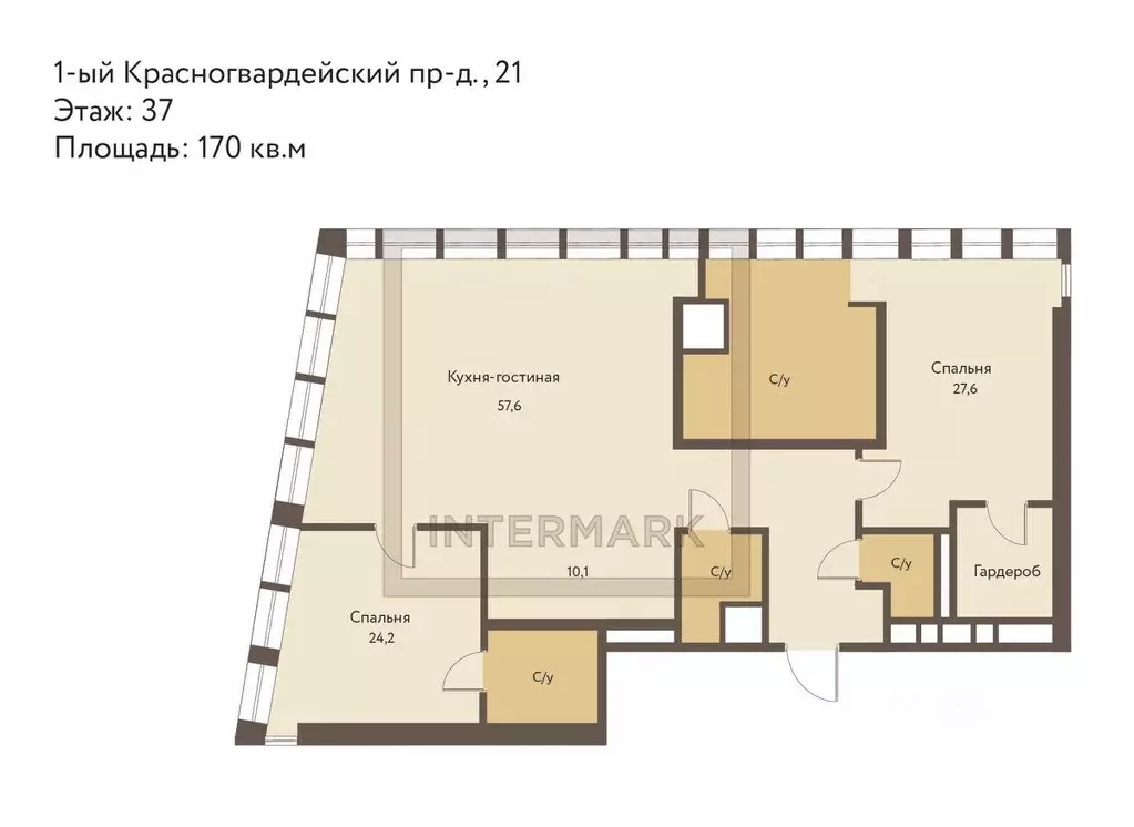 2-к кв. Москва 1-й Красногвардейский проезд, 21с1 (170.0 м) - Фото 2