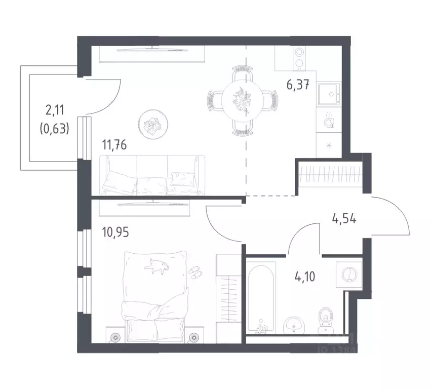 1-к кв. Московская область, Ленинский городской округ, Мисайлово пгт, ... - Фото 1