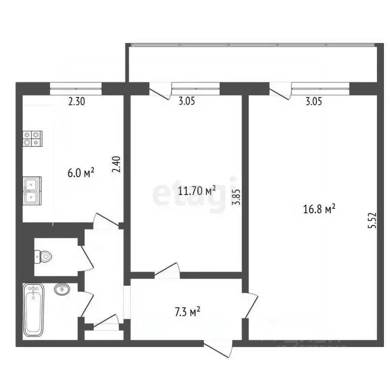 2-к кв. Псковская область, Печоры Вокзальная ул., 14 (45.9 м) - Фото 2