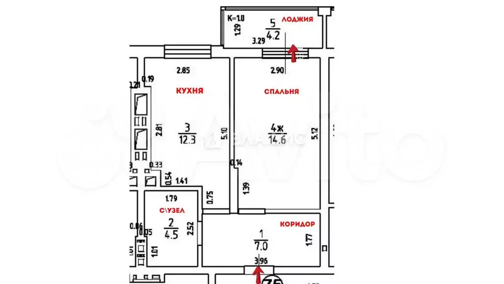 1-к. квартира, 42,6 м, 8/8 эт. - Фото 0