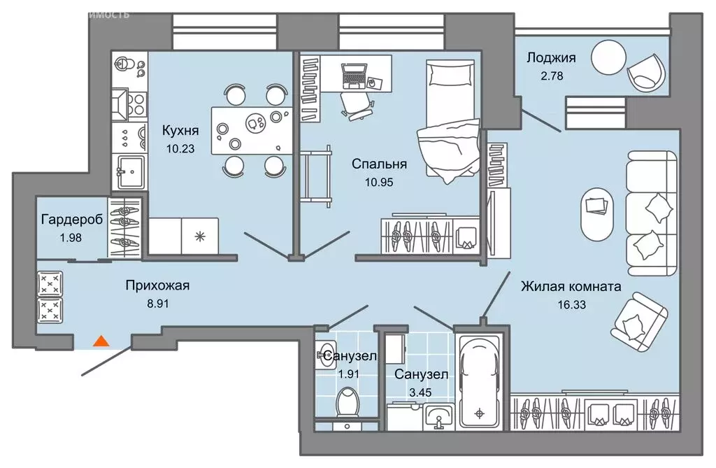 2-комнатная квартира: Киров, улица Дмитрия Козулева, 9 (43 м) - Фото 0