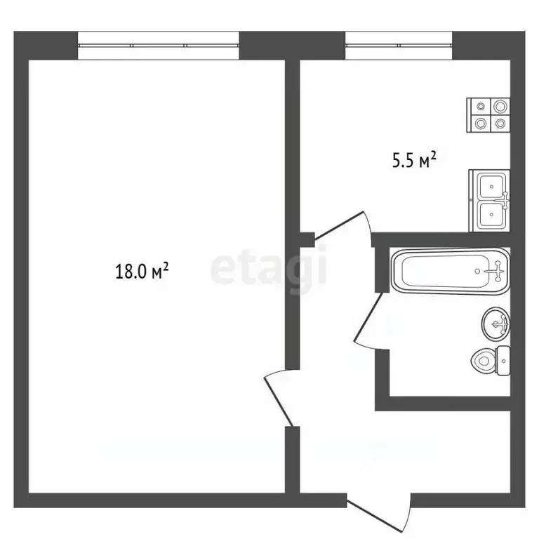 1-к кв. Самарская область, Самара Землянский проезд, 14А (31.0 м) - Фото 1
