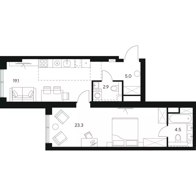 1-комнатная квартира: Москва, ЗАО, район Кунцево, 7-й квартал (54.8 м) - Фото 1