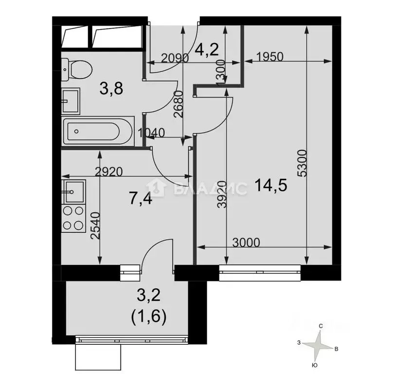 1-комнатная квартира: посёлок Развилка, Римский проезд, 13 (33.1 м) - Фото 1