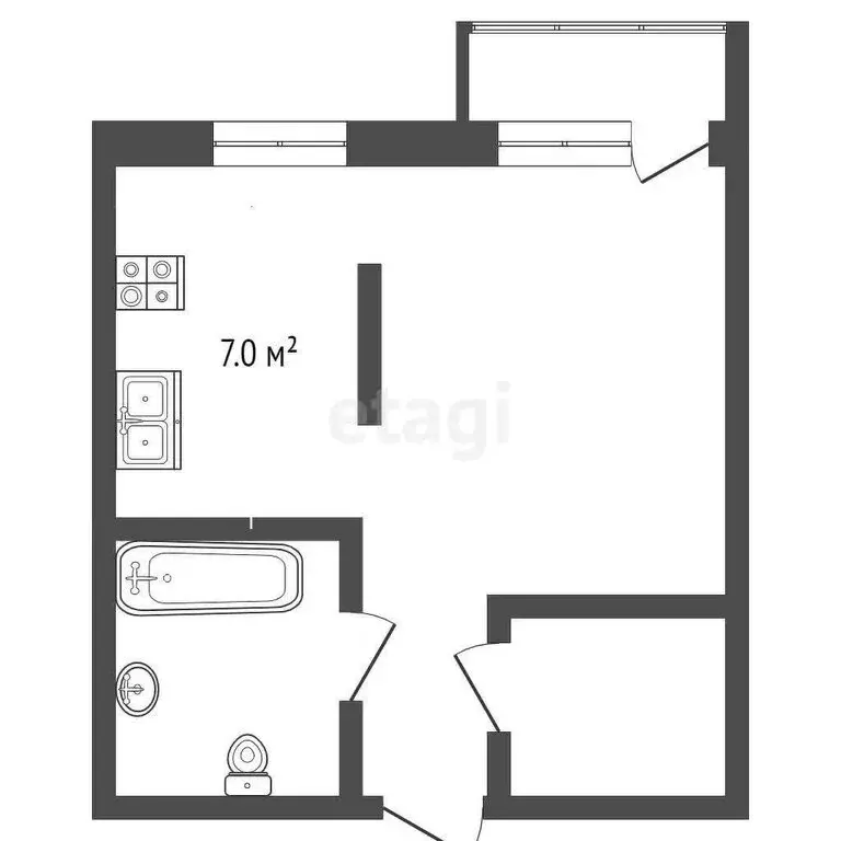 Квартира-студия: Омск, улица А.Н. Кабанова, 2 (32 м) - Фото 0