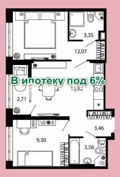 2-к кв. Рязанская область, Рязань Южный пер. (47.0 м) - Фото 0