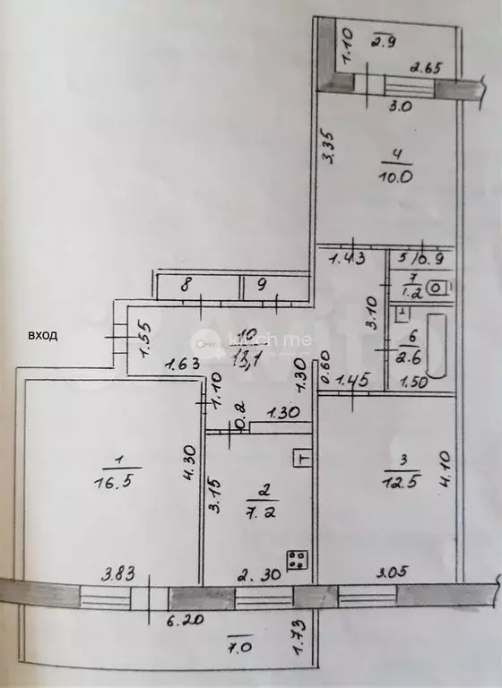 3-к. квартира, 65,8 м, 8/9 эт. - Фото 0