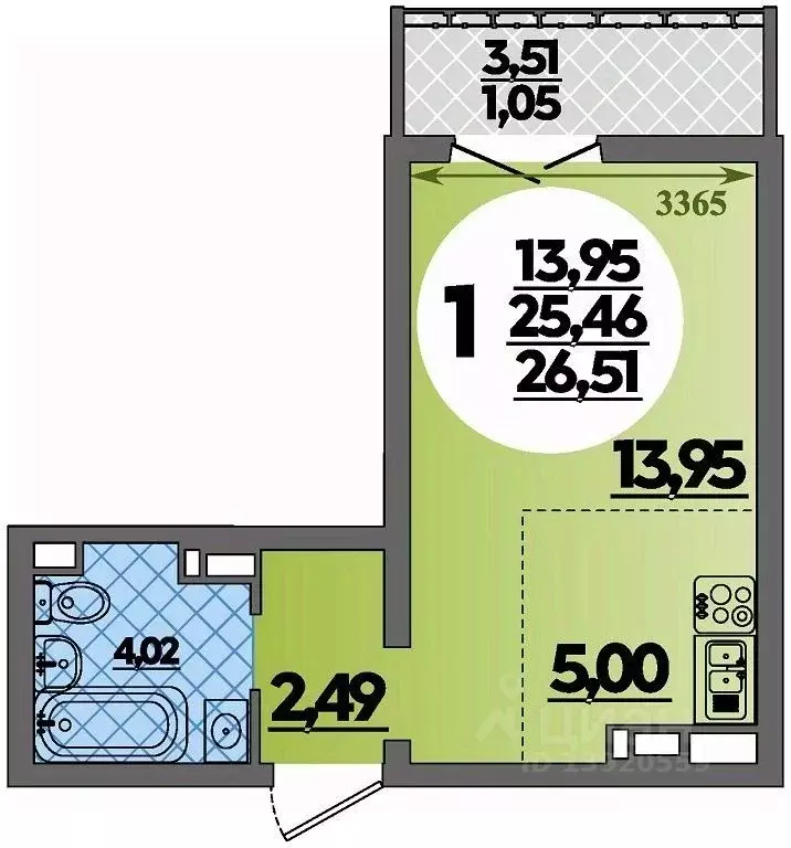 Студия Краснодарский край, Новороссийск Город у Моря жилой комплекс ... - Фото 1