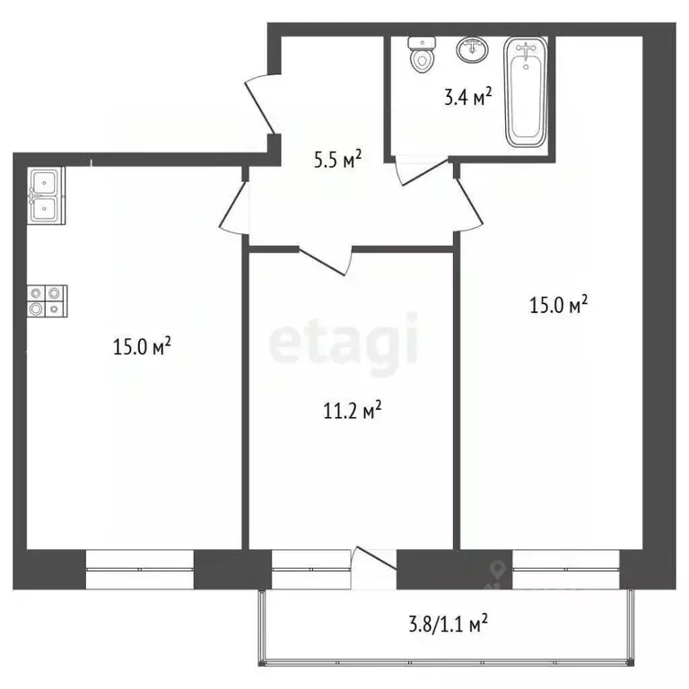 2-к кв. Вологодская область, Вологда Граничная ул., 7Б (50.3 м) - Фото 2