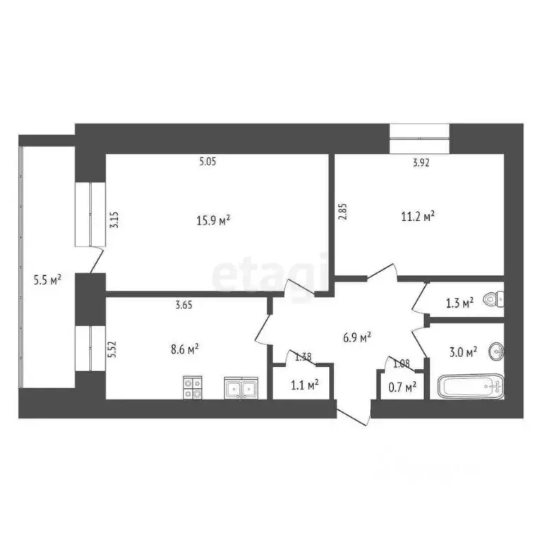 2-к кв. Хабаровский край, Комсомольский район, пос. Ягодный ... - Фото 2