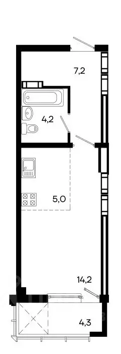 Студия Крым, Симферополь ул. Севастопольская, 41/8 (34.9 м) - Фото 1