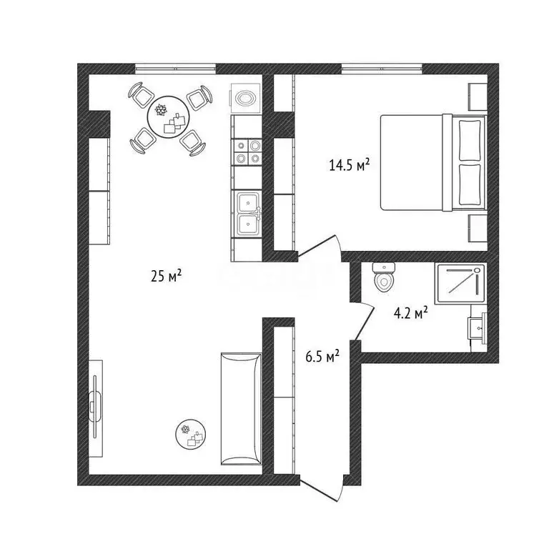 1-комнатная квартира: Каспийск, улица Камиля Гасанова, 2 (50 м) - Фото 1