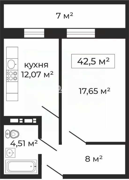 1-к кв. Челябинская область, Челябинск просп. Краснопольский, 19Б ... - Фото 2