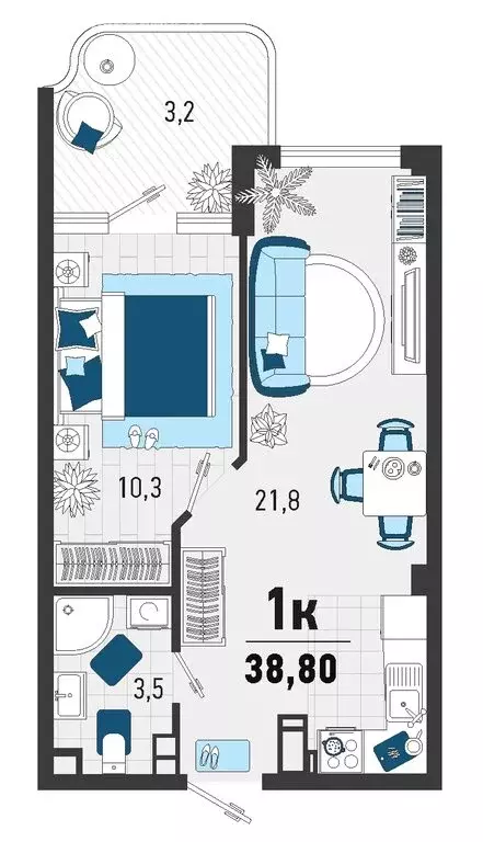 1-комнатная квартира: Агой, Конечная улица, 4 (35.4 м) - Фото 0