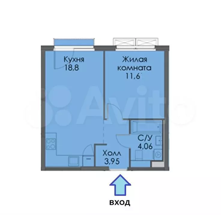 2-к. квартира, 37,6 м, 3/33 эт. - Фото 0