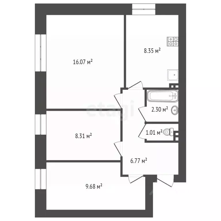 3-к кв. Архангельская область, с. Холмогоры ул. Шубина, 31В (52.5 м) - Фото 2