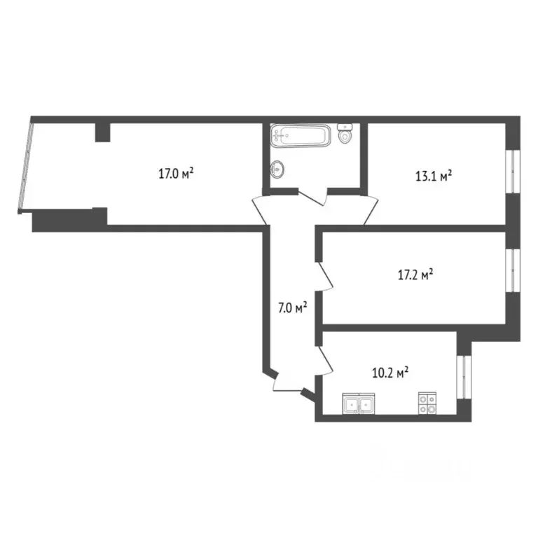 3-к кв. Тюменская область, Тюмень ул. Пермякова, 60 (70.2 м) - Фото 2