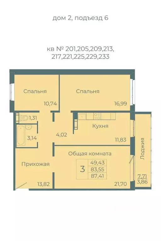 3-к кв. Кемеровская область, Кемерово Южный мкр, 10-й мкр, Весна жилой ... - Фото 0