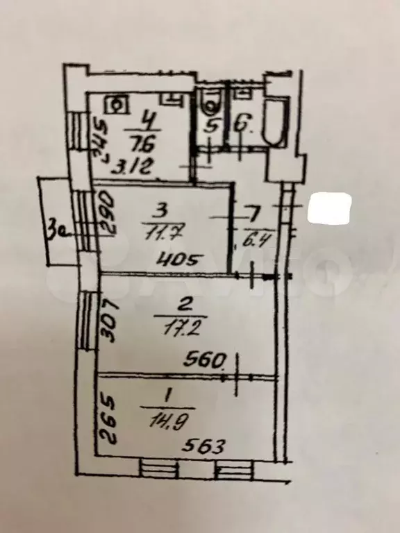 3-к. квартира, 61,4 м, 7/7 эт. - Фото 0