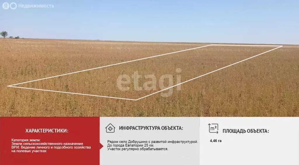 Участок в Сакский район, село Добрушино (446.876 м) - Фото 1