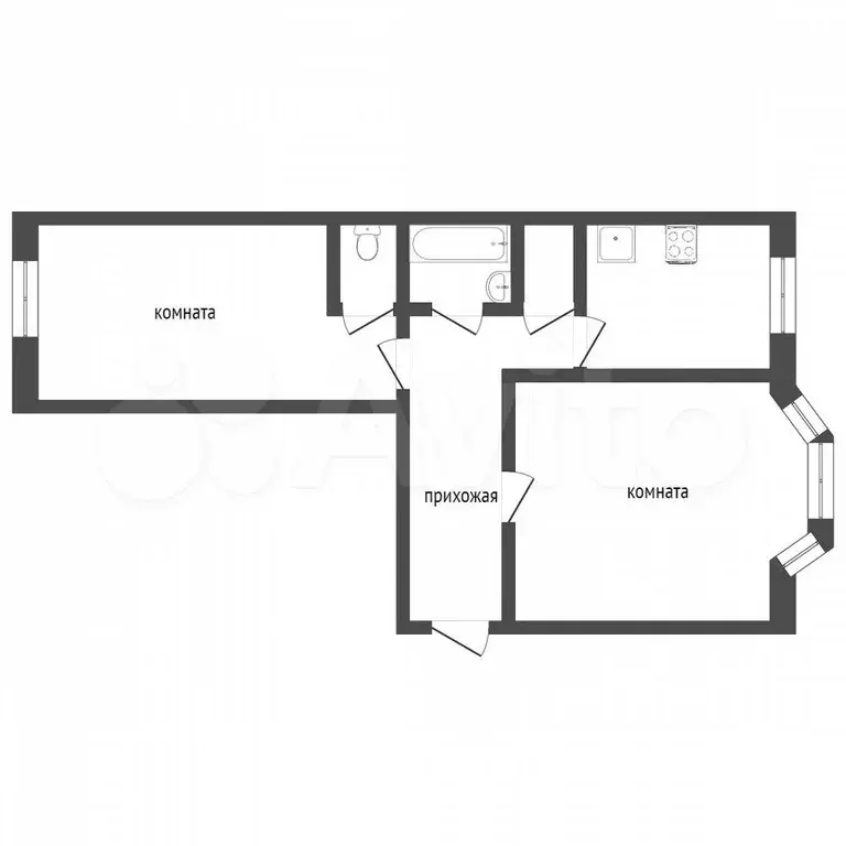 2-к. квартира, 57,1 м, 1/5 эт. - Фото 0
