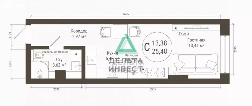 Квартира-студия: Уфа, улица Менделеева, 137 (25.48 м) - Фото 0