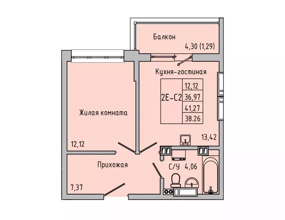 2-к кв. Ростовская область, Батайск ул. Луначарского, 180А (38.26 м) - Фото 0