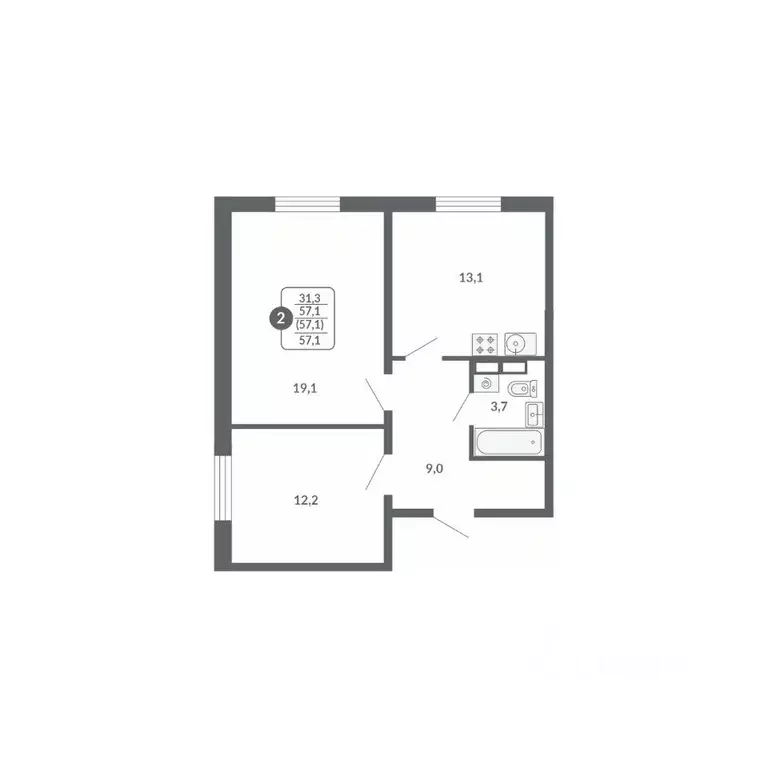 2-к кв. Кировская область, Киров ул. Потребкооперации, 34к1 (57.1 м) - Фото 1