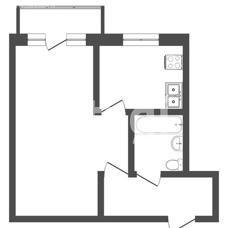 1-комнатная квартира: Тюмень, улица Пермякова, 22 (31.9 м) - Фото 1