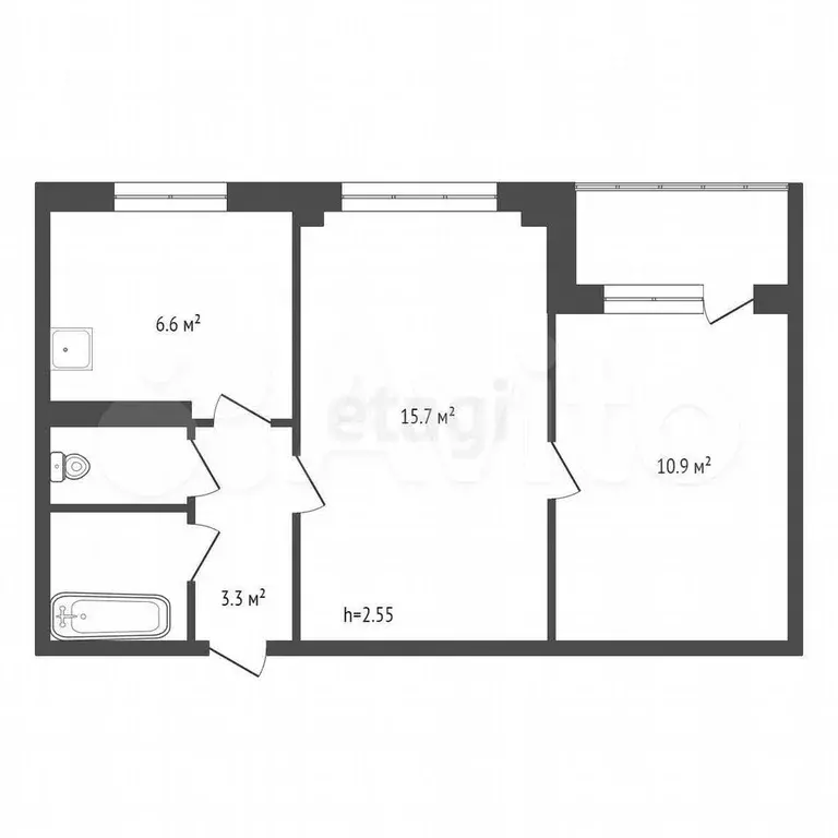 2-к. квартира, 39,8 м, 2/9 эт. - Фото 1