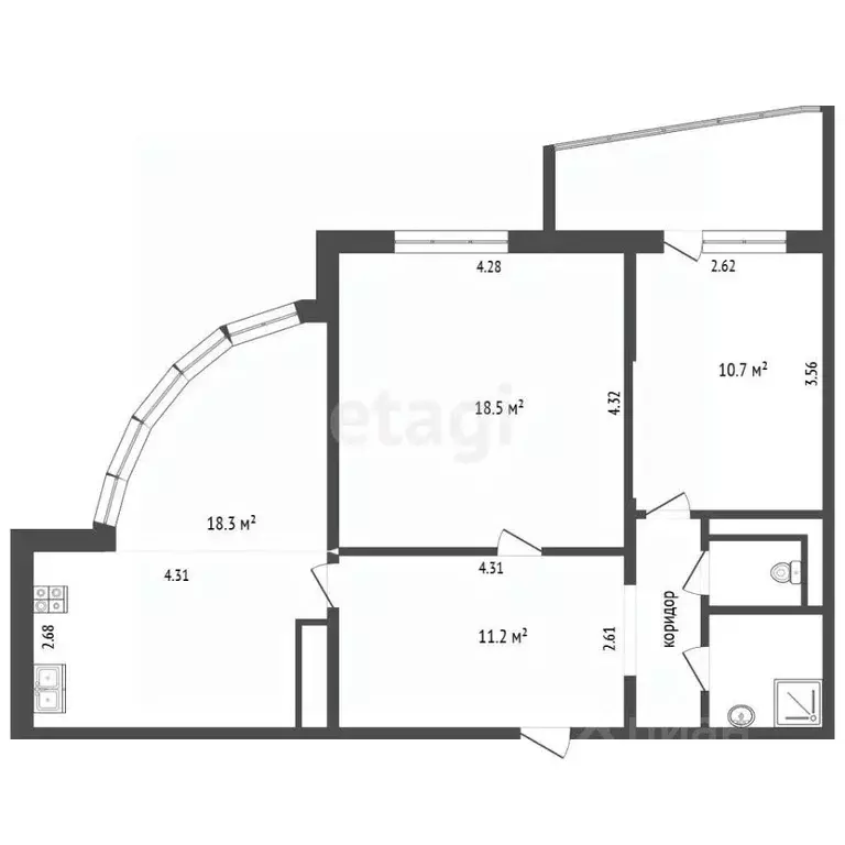 2-к кв. Московская область, Химки Сходня мкр, Первомайская ул., 37к2 ... - Фото 2