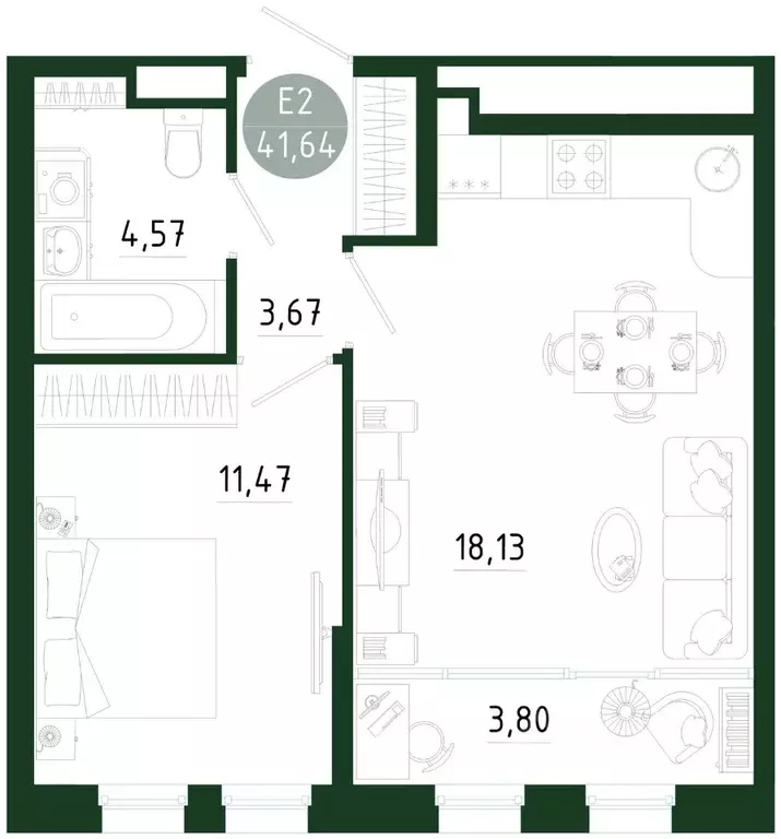 1-к кв. Тульская область, Тула Платон Парк жилой комплекс (41.64 м) - Фото 1