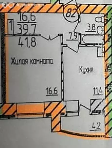1-комнатная квартира: Благовещенск, Заводская улица, 2/4 (41.8 м) - Фото 0