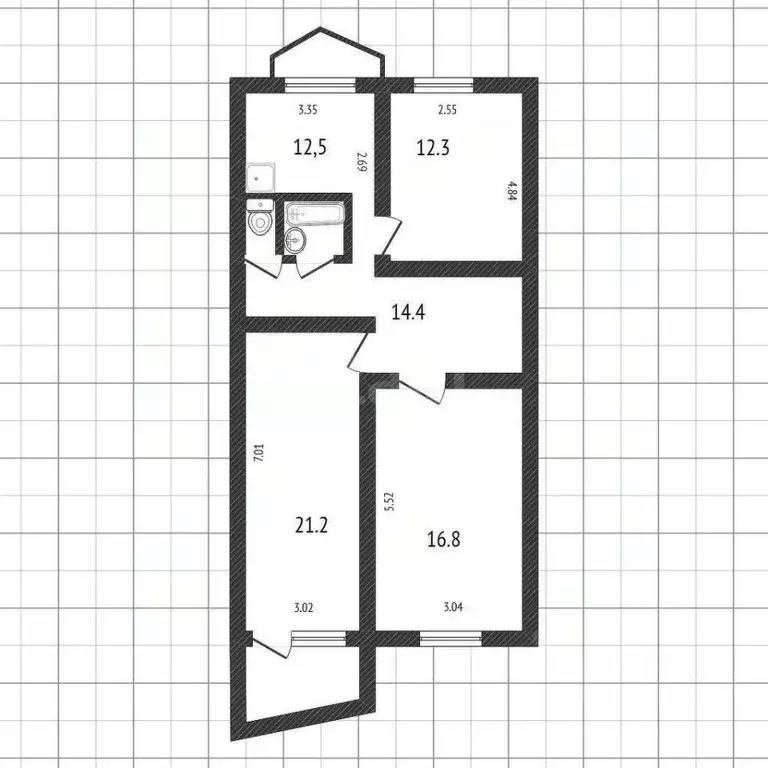 2-к кв. Белгородская область, Белгородский район, Северный городское ... - Фото 1