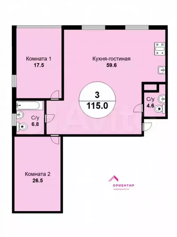 3-к. квартира, 117 м, 2/10 эт. - Фото 0