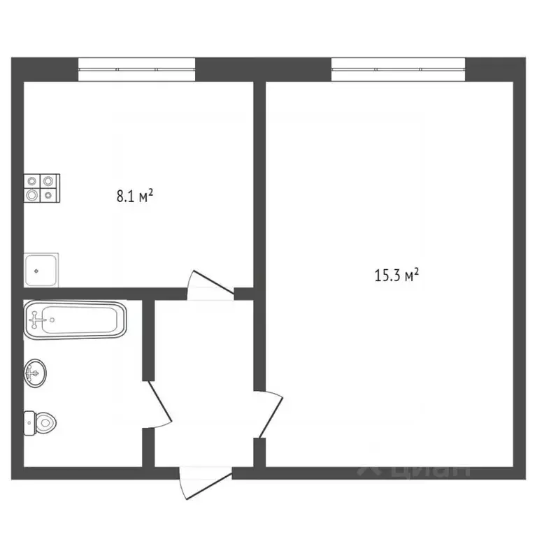 2-к кв. Тюменская область, Тюмень ул. 50 лет Октября, 63а (40.0 м) - Фото 2