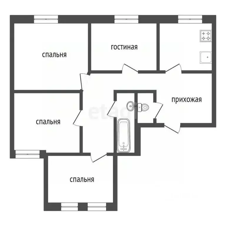 4-к кв. Красноярский край, Красноярск Взлетка мкр, ул. Батурина, 30к3 ... - Фото 1