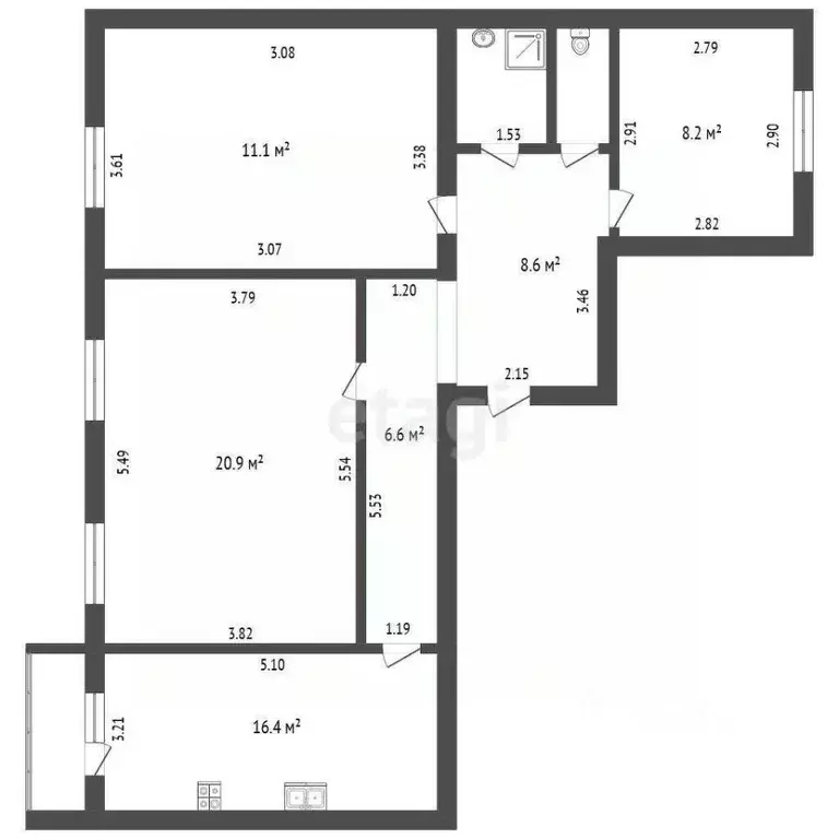 3-к кв. Вологодская область, Вологда Зеленый Город мкр, 1А (82.0 м) - Фото 2