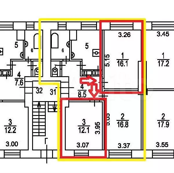 Комната 28,2м в 3-к., 1/5эт. - Фото 0