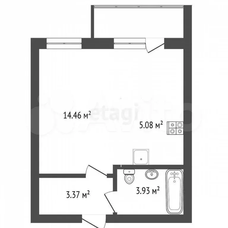 Квартира-студия, 26,9 м, 4/9 эт. - Фото 0