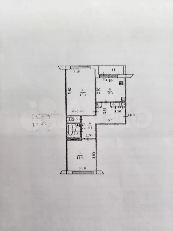 2-к. квартира, 54,2 м, 2/5 эт. - Фото 0