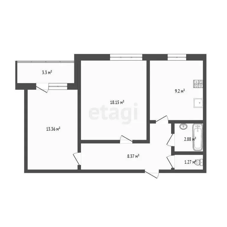 2-комнатная квартира: Воронеж, улица Писателя Маршака, 4 (43.5 м) - Фото 0