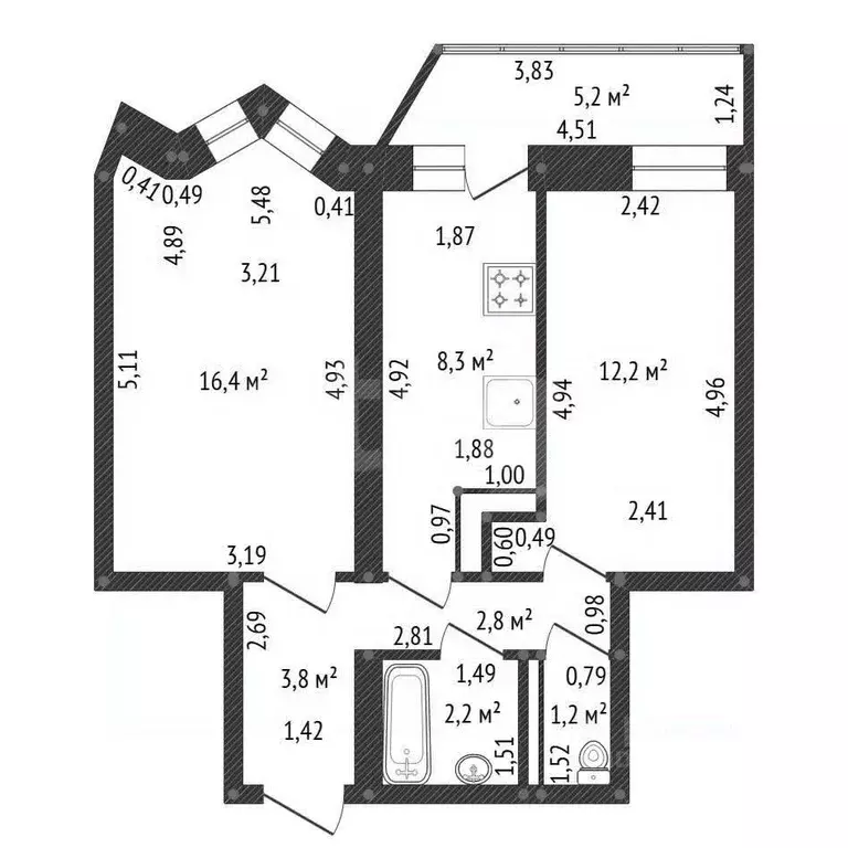 2-к кв. Башкортостан, Уфа Бакалинская ул., 23 (51.5 м) - Фото 2