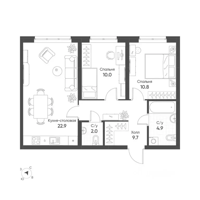2-к кв. Свердловская область, Екатеринбург Солнечный жилрайон,  (60.3 ... - Фото 1