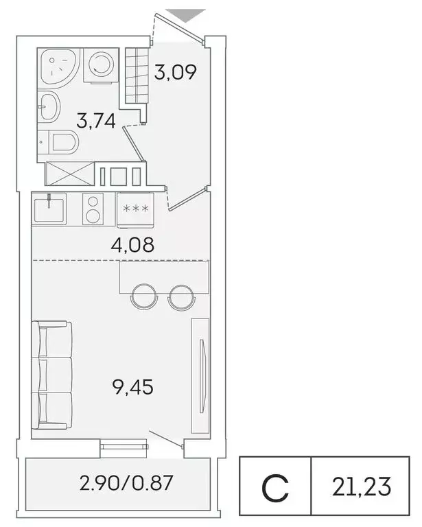 1-комнатная квартира: Мурино, Екатерининская улица, 11 (20.3 м) - Фото 0