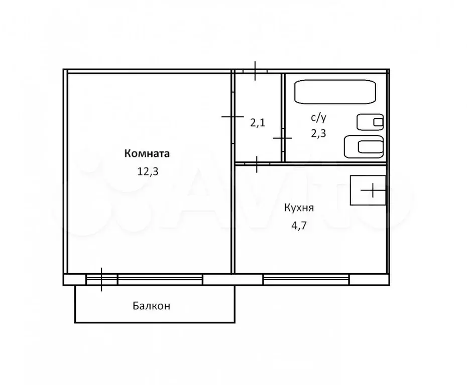 1-к. квартира, 21,4 м, 3/9 эт. - Фото 0