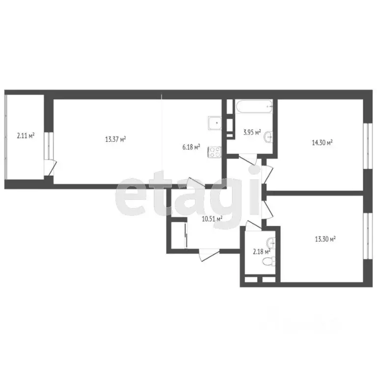 2-к кв. Ханты-Мансийский АО, Сургут Университетская ул., 49 (65.3 м) - Фото 1