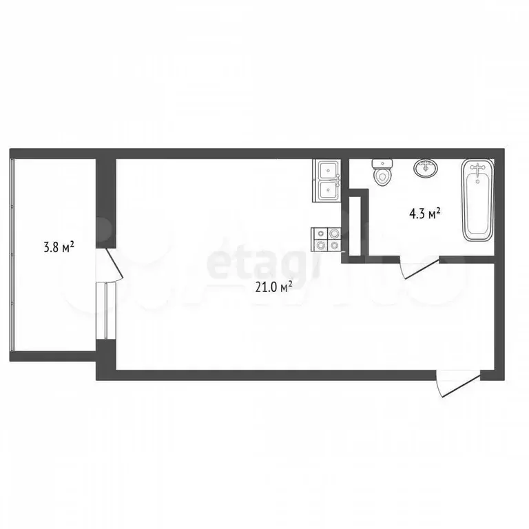 Квартира-студия, 25,2 м, 17/20 эт. - Фото 0