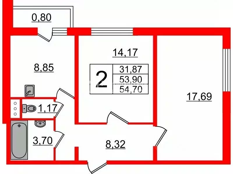 2-к кв. Санкт-Петербург Парашютная ул., 61к4 (53.6 м) - Фото 1