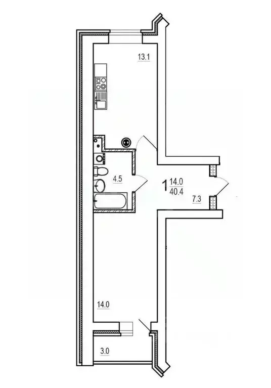 1-к кв. Тверская область, Тверь бул. Гусева, 62 (40.4 м) - Фото 1